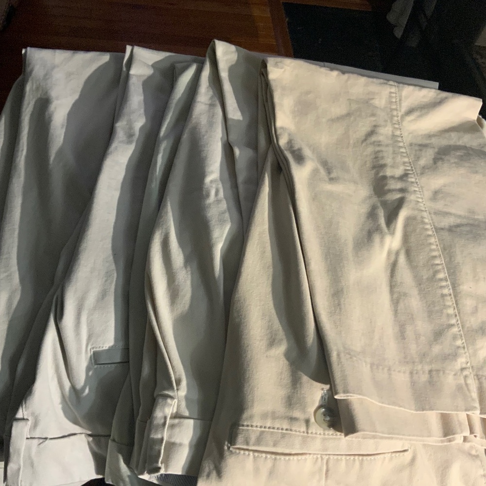 Savane Men Crosshatch Waist Khaki Pants (5 Pairs)